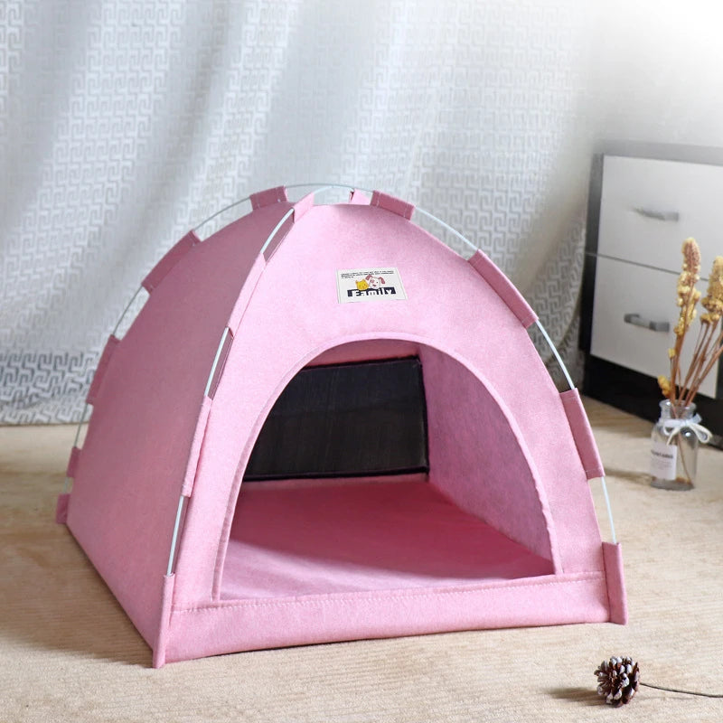 Foldable Cat House Universal Four Seasons Pet Tent with Cool Mat Portable Breathable Outdoor Nest for Cats And Small Dogs