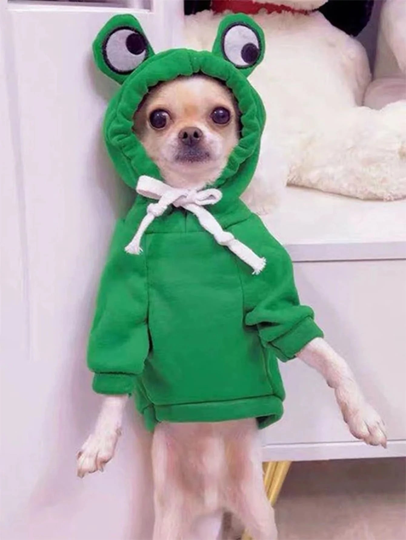 1PC Green Frog Pet Sweater for Small to Medium Dogs Cute Hoodie with Fun Design Polyester Dog Sweater to Keep Your Pup Cozy And Stylish