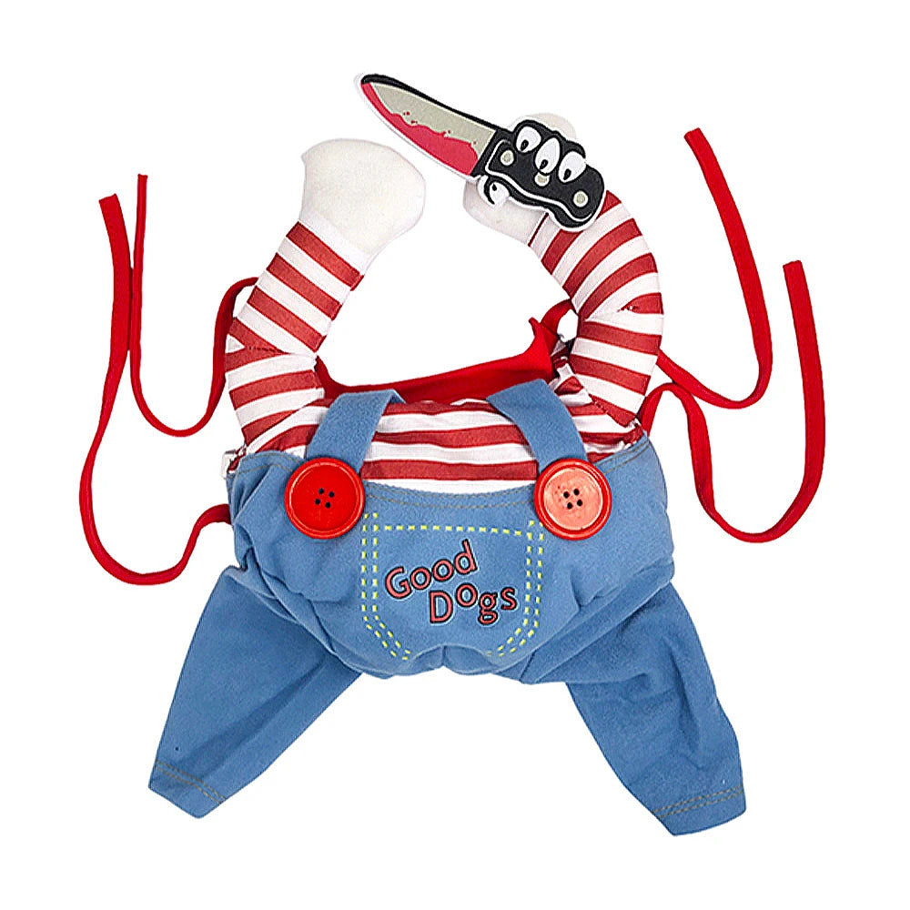 Funny Cat Halloween Cosplay Costume Soft Warm Polyester Jumpsuit for Small Medium Dogs - Creative Pet Party Outfit All Seasons