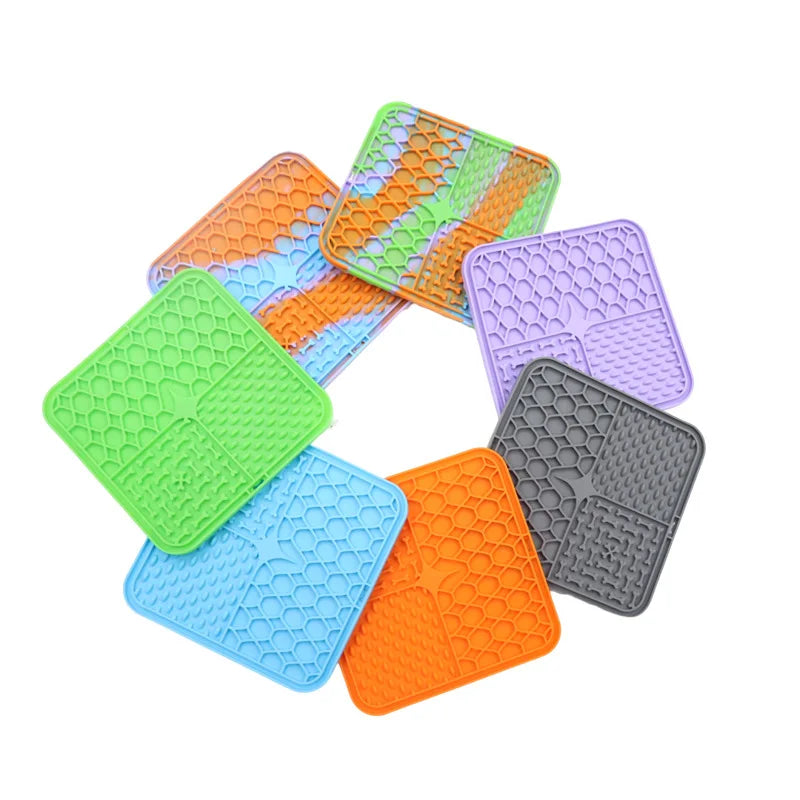 Pet Lick Silicone Mat Slow Food Plate for Dogs Bathing Distraction Dog Sucker Feeder Supplies Training Bowl Universal Plastic