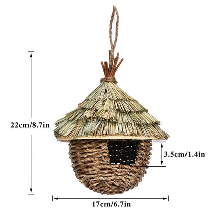 Handwoven Straw Bird Nest Parrot Hatching Outdoor Garden Hanging Hatching Breeding House Nest Bird Accessory
