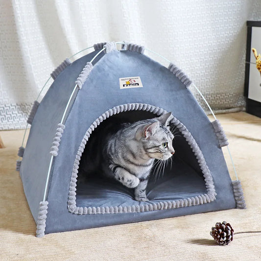 Foldable Cat House Universal Four Seasons Pet Tent with Cool Mat Portable Breathable Outdoor Nest for Cats And Small Dogs