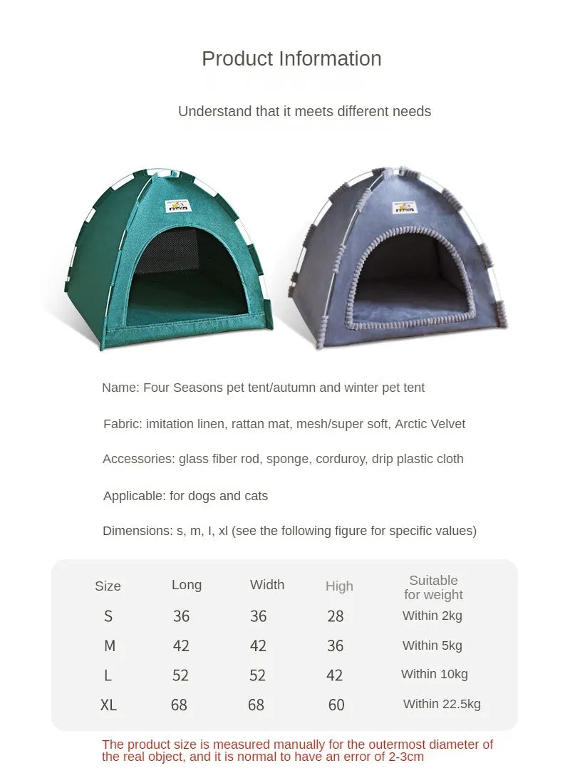 Foldable Cat House Universal Four Seasons Pet Tent with Cool Mat Portable Breathable Outdoor Nest for Cats And Small Dogs