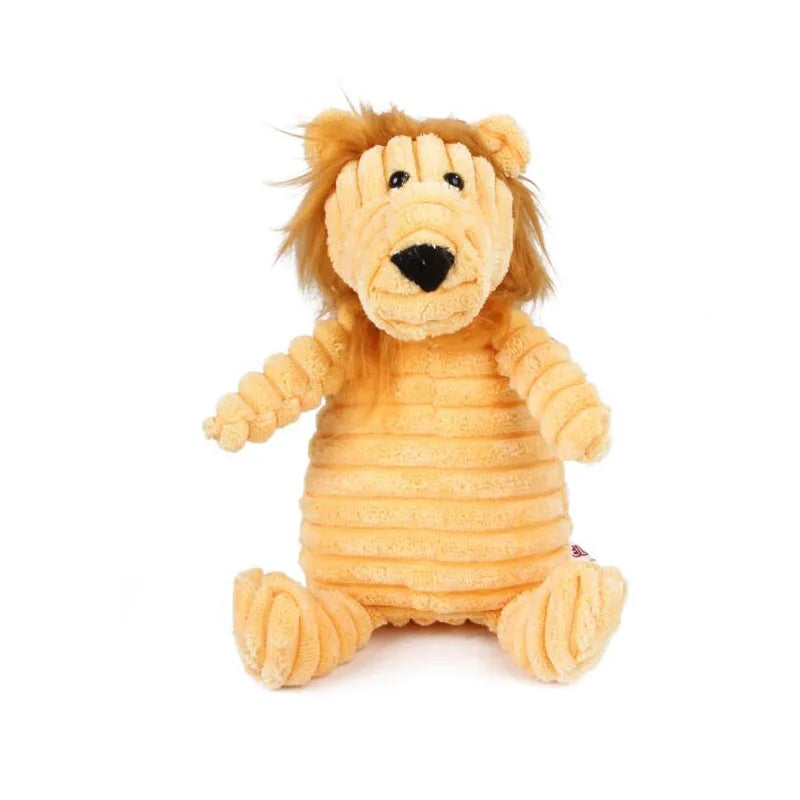 Plush Squeaky Dog Toy Animal Shapes Bite Resistant Corduroy for Small to Large Dogs Puppy Pet Training Accessory