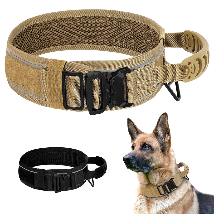 Military Tactical Pet Training Collars With Handle Strong For Medium Large Dogs