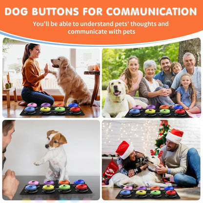 Dog Communication Button Set – 8 Recordable Sound Buttons + Mat, Patterns & Batteries Included