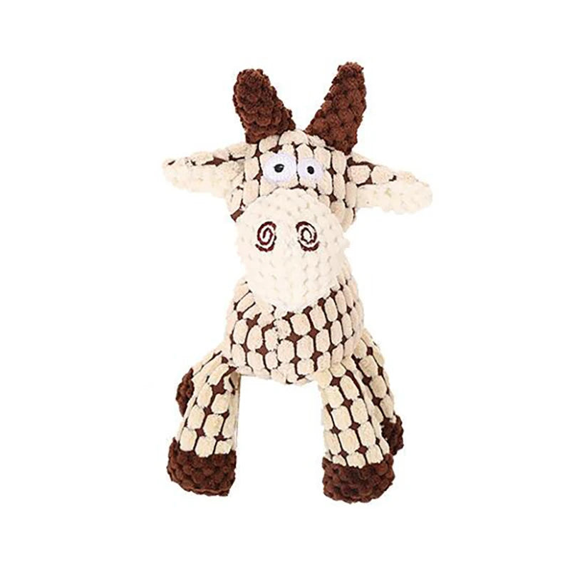 Plush Squeaky Dog Toy Animal Shapes Bite Resistant Corduroy for Small to Large Dogs Puppy Pet Training Accessory