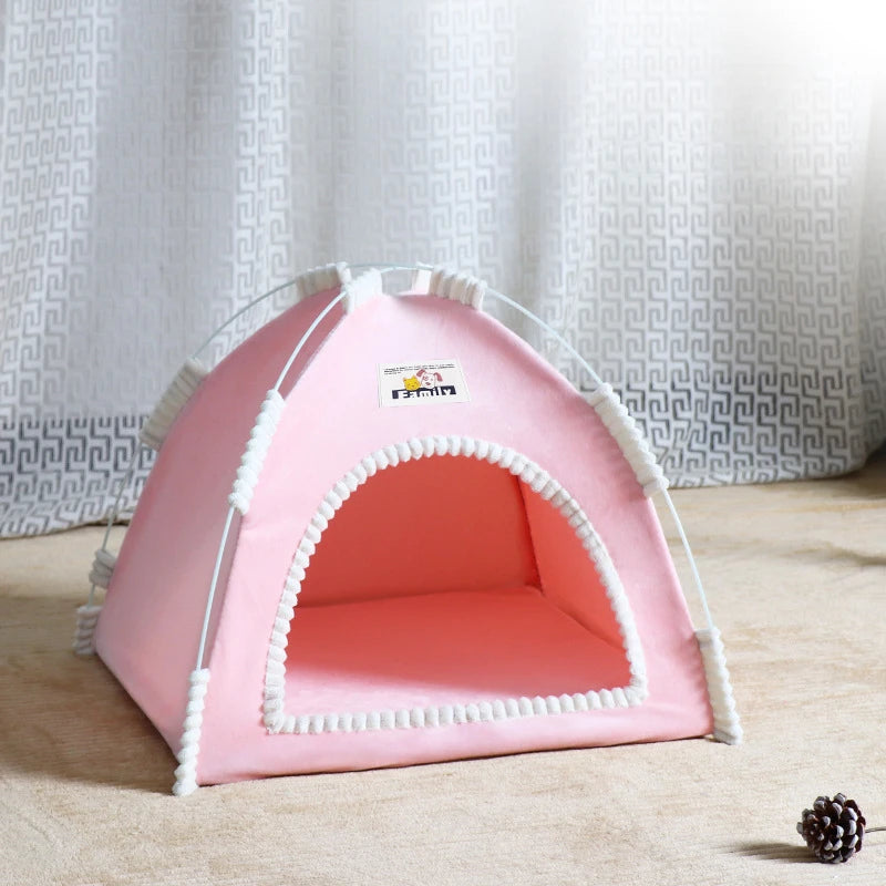 Foldable Cat House Universal Four Seasons Pet Tent with Cool Mat Portable Breathable Outdoor Nest for Cats And Small Dogs