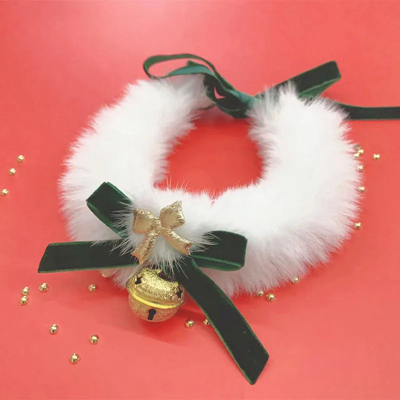 Christmas Theme Cat Collar with Scarf Bow Bell - Easy to Clean Warm Pet Accessory for Cats And Dogs