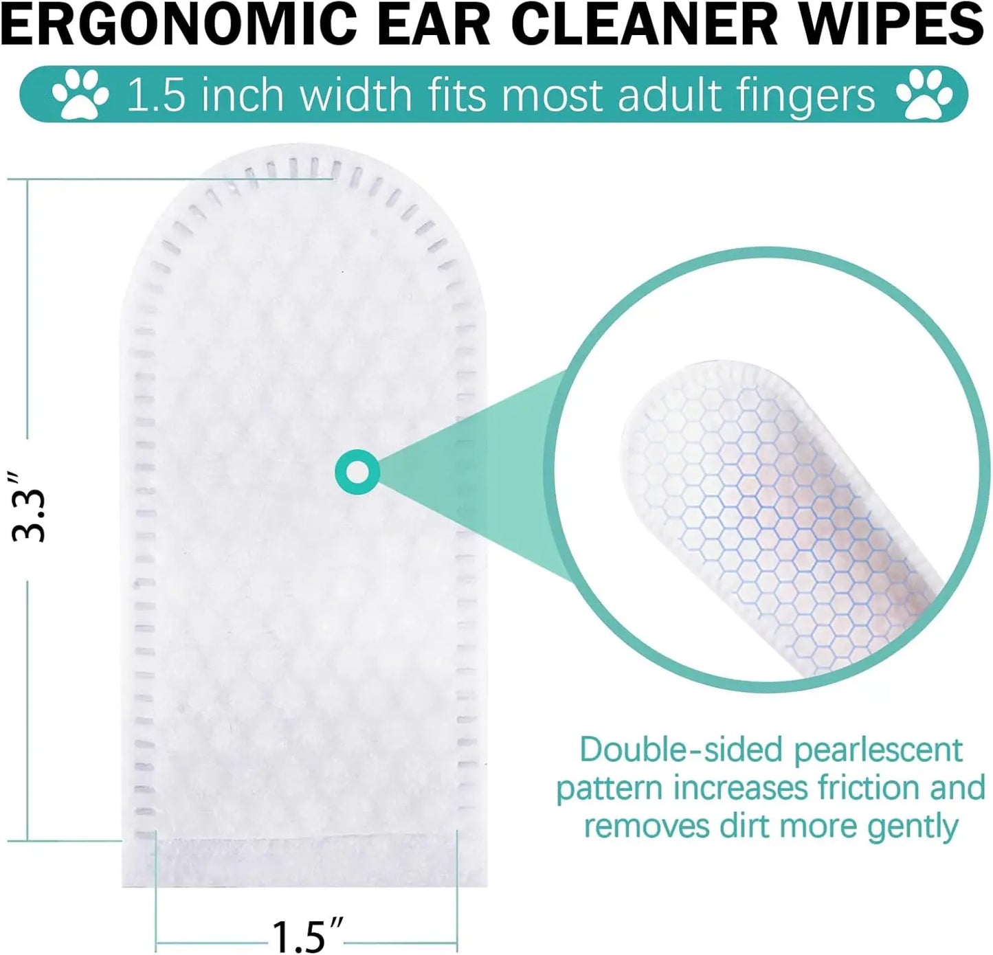 Pet Ear Wipes Soft Otic Cleaning Pads for Cats And Dogs Regular Ear Cleaner Finger Wipes for Pet Supplies