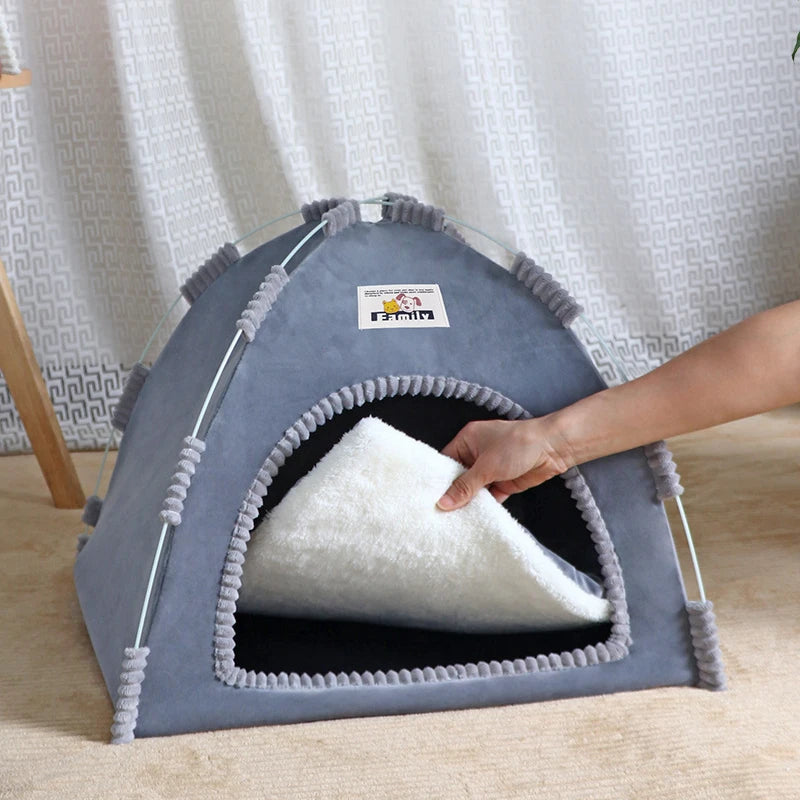 Foldable Cat House Universal Four Seasons Pet Tent with Cool Mat Portable Breathable Outdoor Nest for Cats And Small Dogs