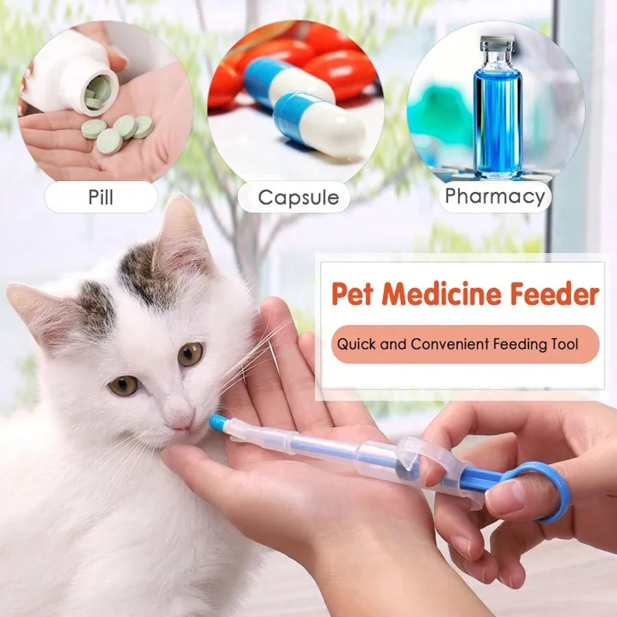 Pet Pill Plunger Popper for Small Cat and Dog Soft Tipped Injection Pusher for Animal Pills Liquid Capsule Medicine Feeding Tool