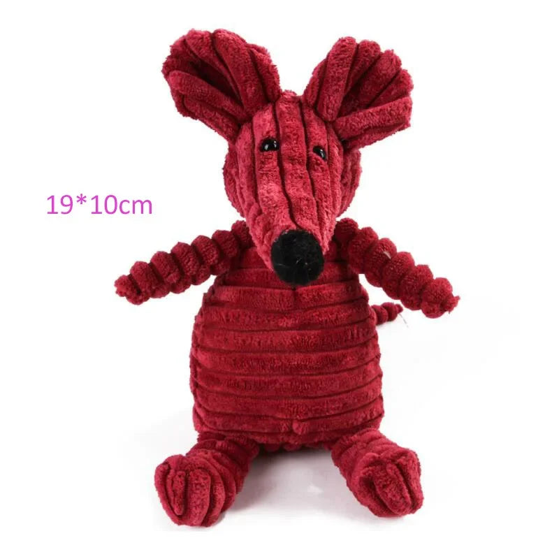 Plush Squeaky Dog Toy Animal Shapes Bite Resistant Corduroy for Small to Large Dogs Puppy Pet Training Accessory