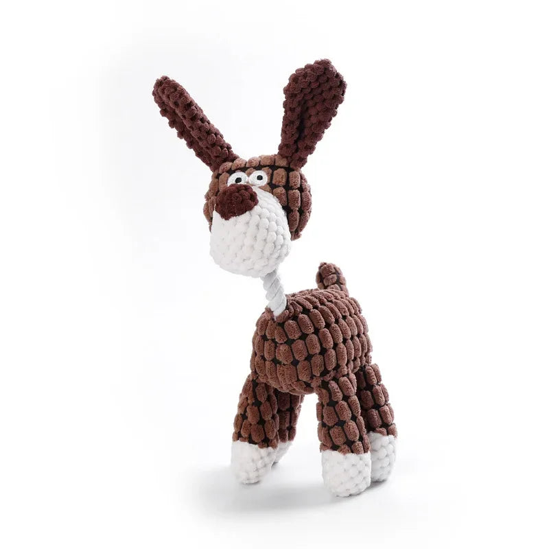Plush Squeaky Dog Toy Animal Shapes Bite Resistant Corduroy for Small to Large Dogs Puppy Pet Training Accessory