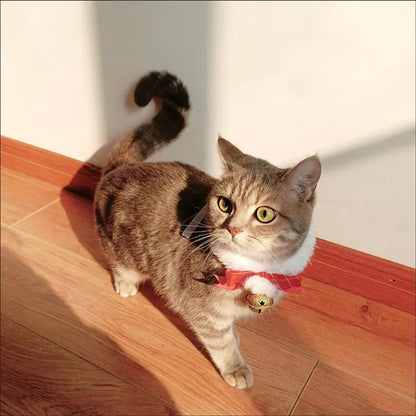 Christmas Theme Cat Collar with Scarf Bow Bell