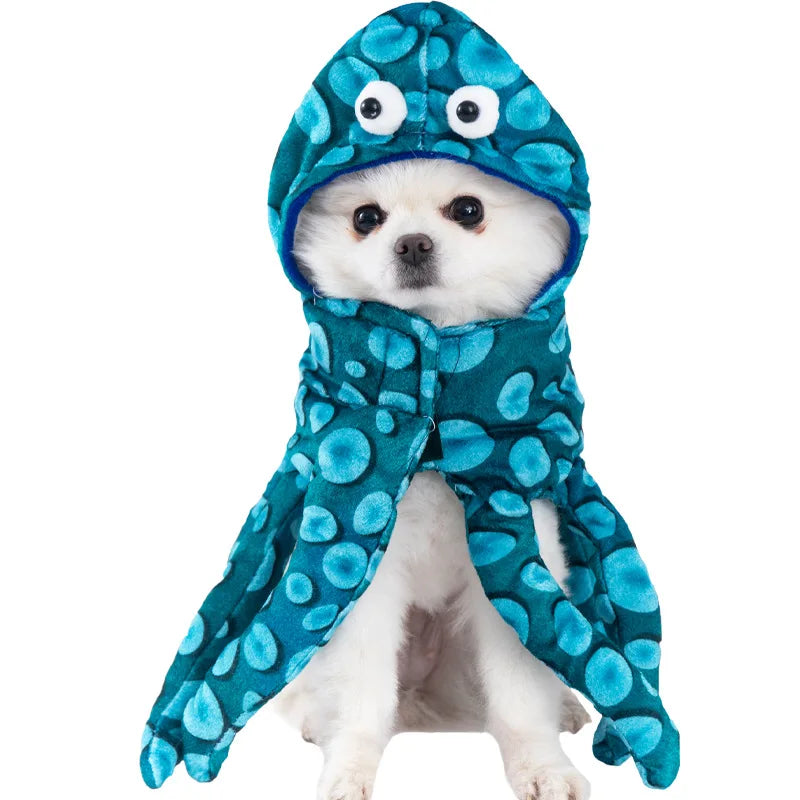 Halloween Dagger Pet Transformation Dress Funny Knife Holding Dog Clothes Cat Standing Outfit 100% Cotton Dog Jumpsuit Romper