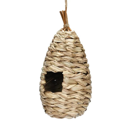 Hand Woven Hibiscus Grass Nest Gourd Bird House for Outdoor Garden