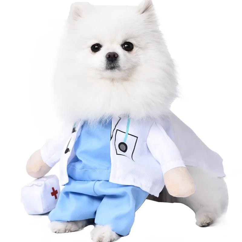 Halloween Dagger Pet Transformation Dress Funny Knife Holding Dog Clothes Cat Standing Outfit 100% Cotton Dog Jumpsuit Romper