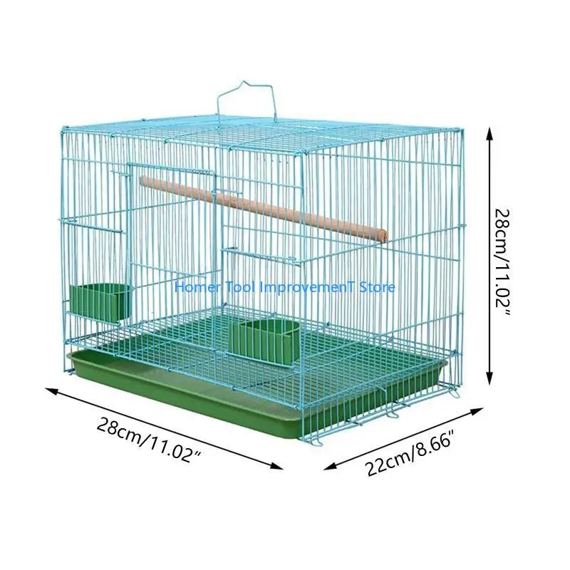 J0PC Wire Rectangular Small Cage for Small Birds and Canaries Rekord Equipped with Bird Standing and 2 Semicircular