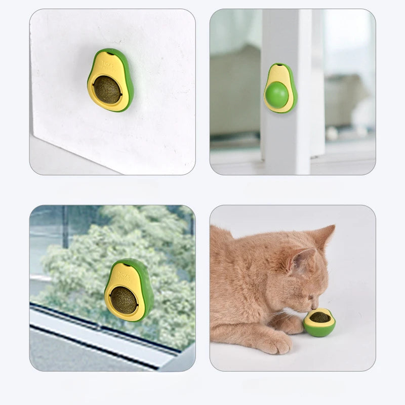 Healthy Rotatable Wall Stick-on Ball Cats Teeth Cleaning natural Catnip Ball