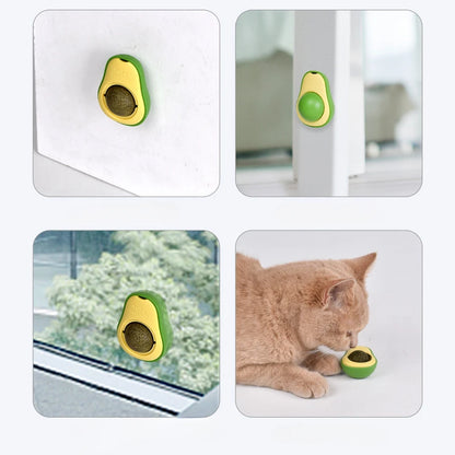 Healthy Rotatable Wall Stick-on Ball Cats Teeth Cleaning natural Catnip Ball
