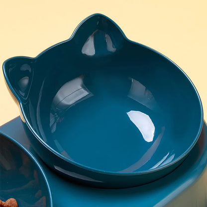 Cat Feeder with Water Dispenser And Double Bowl Pet Food Container