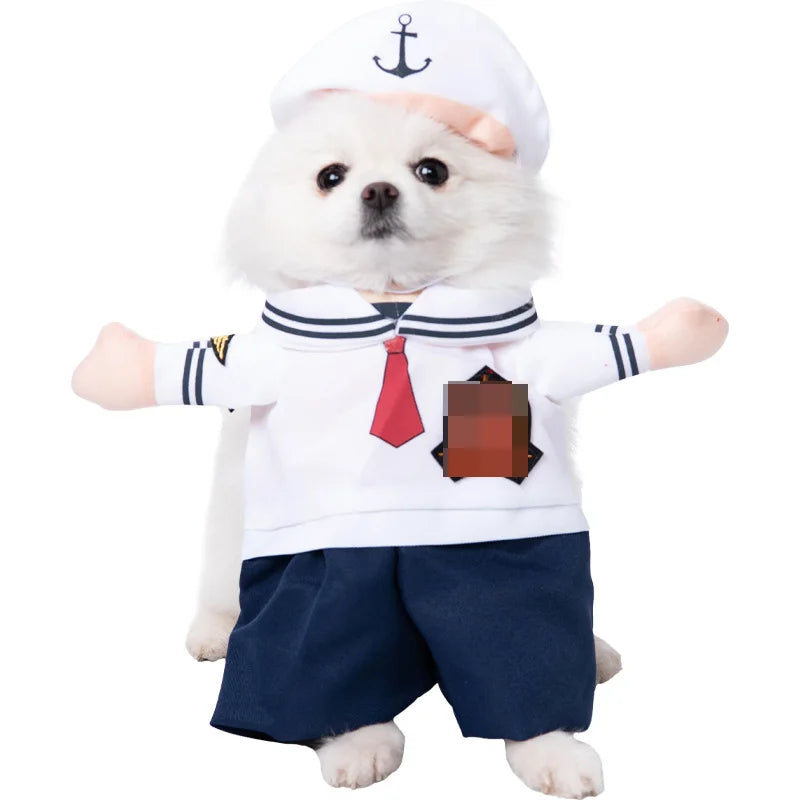 Halloween Dagger Pet Transformation Dress Funny Knife Holding Dog Clothes Cat Standing Outfit 100% Cotton Dog Jumpsuit Romper