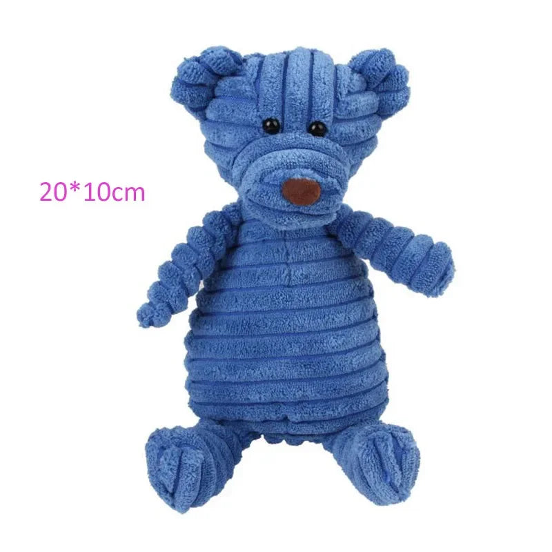 Plush Squeaky Dog Toy Animal Shapes Bite Resistant Corduroy for Small to Large Dogs Puppy Pet Training Accessory