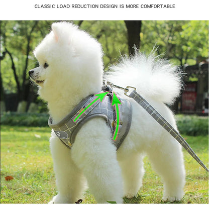 Dog Reflective Harness and Leash Set for Small Dogs | Cats
