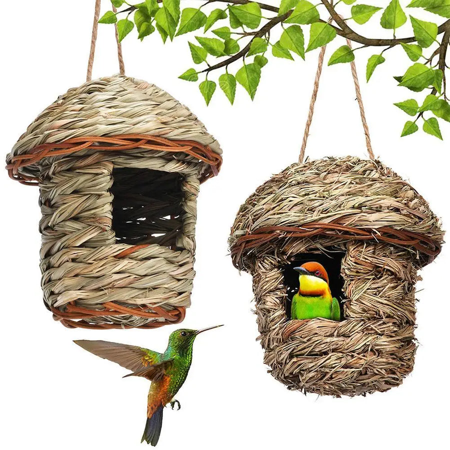 Handwoven Straw Bird Nest for Parrots | Outdoor Garden Hanging