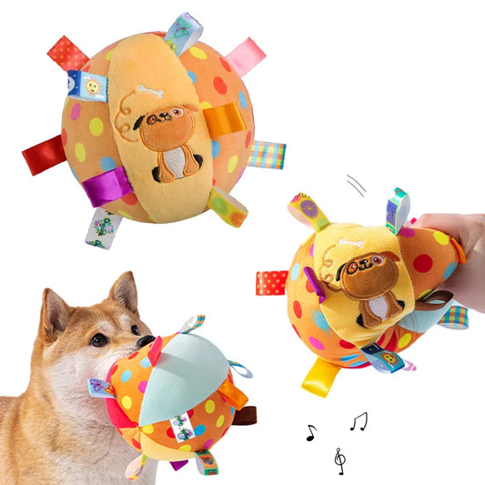 Interactive Ball Dog Toy for Aggressive Chewers Bite Resistant Plush with Handle And Bells Pet Training Supplies