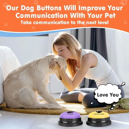 Dog Communication Button Set – 8 Recordable Sound Buttons + Mat, Patterns & Batteries Included