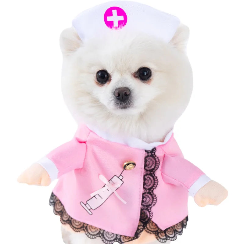 Halloween Dagger Pet Transformation Dress Funny Knife Holding Dog Clothes Cat Standing Outfit 100% Cotton Dog Jumpsuit Romper