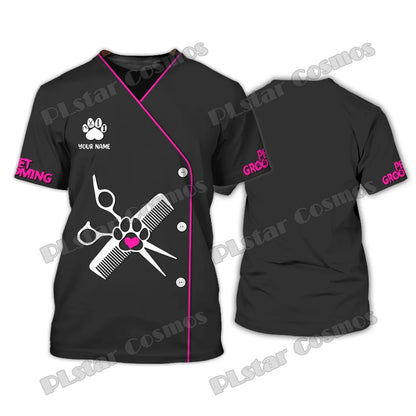 PLstar Cosmos Dog Groomer Pattern Grooming Personalized Name 3D Full Printed Mens t shirt Summer Unisex Casual Tee Shirt DW232