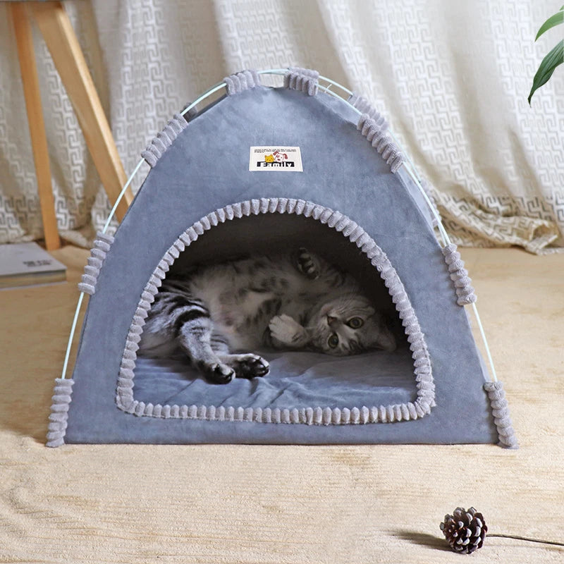 Foldable Cat House Universal Four Seasons Pet Tent with Cool Mat Portable Breathable Outdoor Nest for Cats And Small Dogs