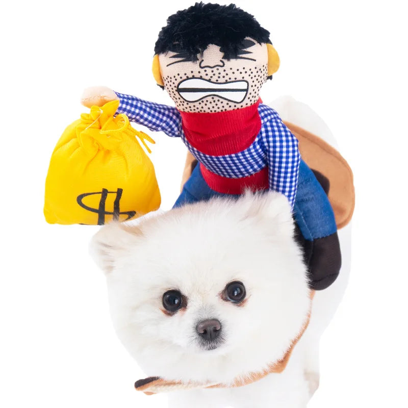 Halloween Dagger Pet Transformation Dress Funny Knife Holding Dog Clothes Cat Standing Outfit 100% Cotton Dog Jumpsuit Romper