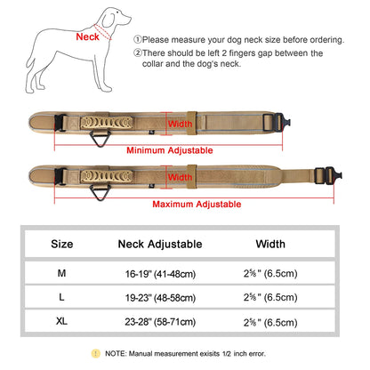 Military Tactical Pet Training Collars With Handle Strong For Medium Large Dogs