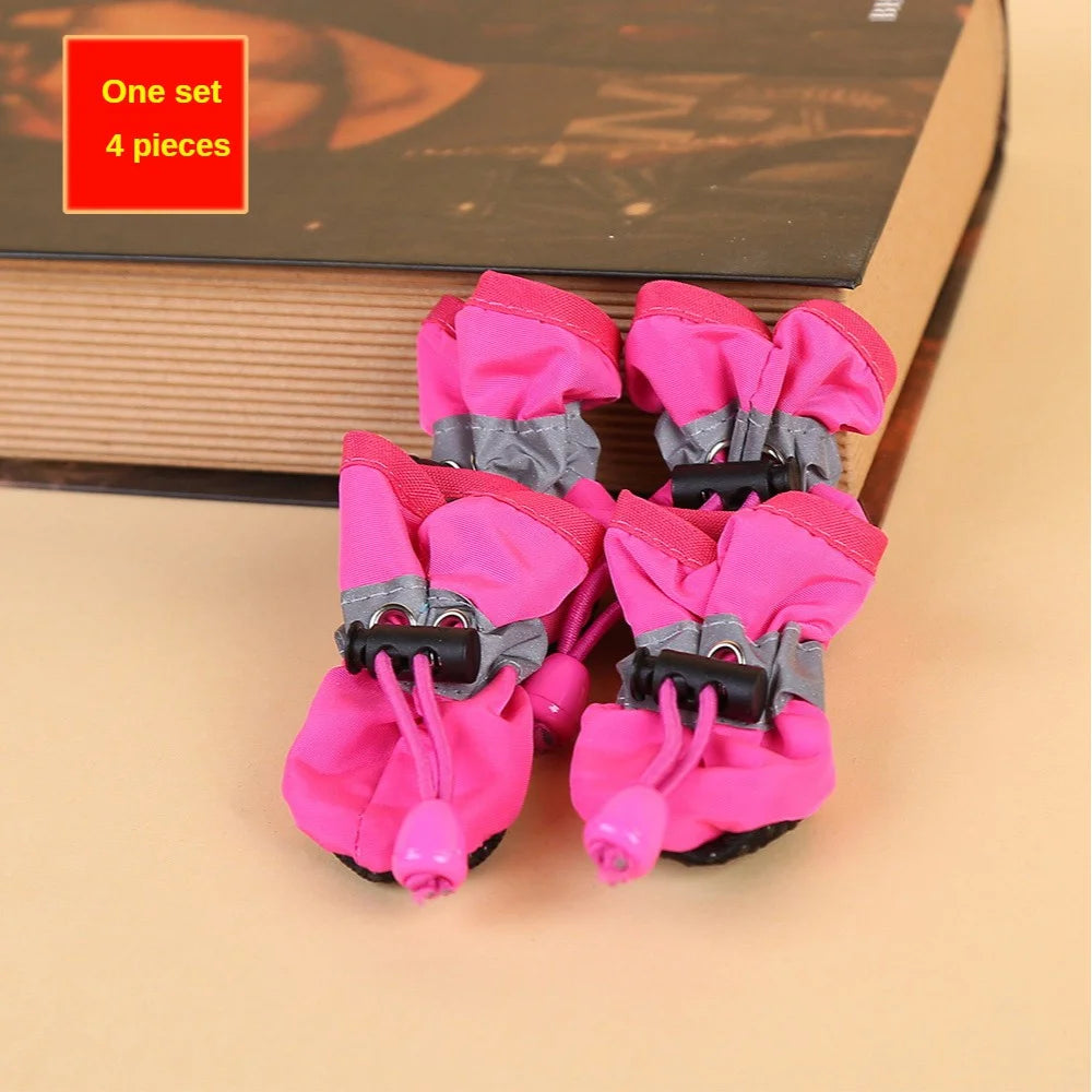 4pcs Water-Resistant Dog Shoes for Small Dogs - Outdoor Rain Boots Protection Paws Dry