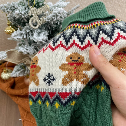 Christmas Red Green Reindeer High Neck Soft Sweater for Dog Puppy Winter Wear C