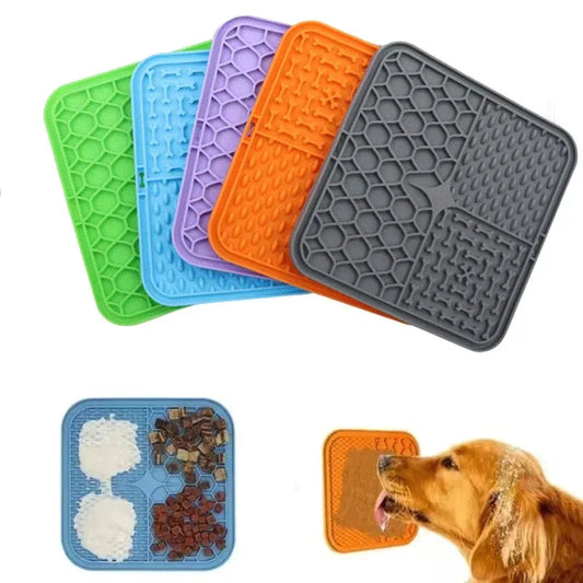 Pet Lick Silicone Mat Slow Food Plate for Dogs Bathing Distraction Dog Sucker Feeder Supplies Training Bowl Universal Plastic