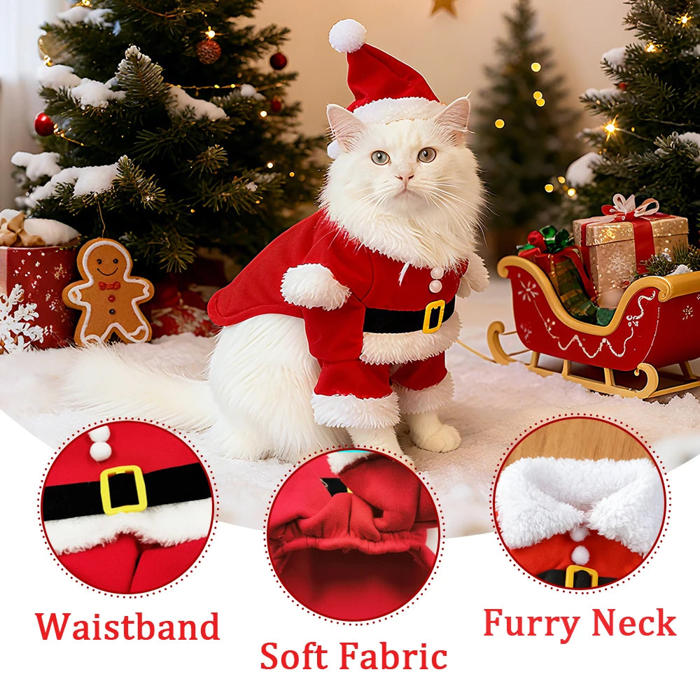 Santa Claus Christmas Pet Costume for Small Medium Dogs Cats
