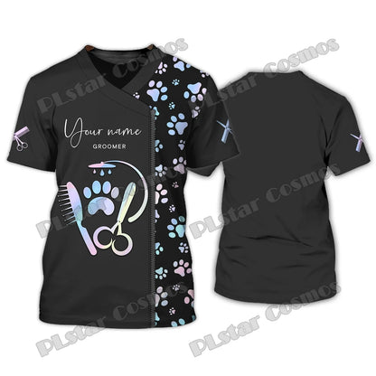 PLstar Cosmos Dog Groomer Pattern Grooming Personalized Name 3D Full Printed Mens t shirt Summer Unisex Casual Tee Shirt DW232