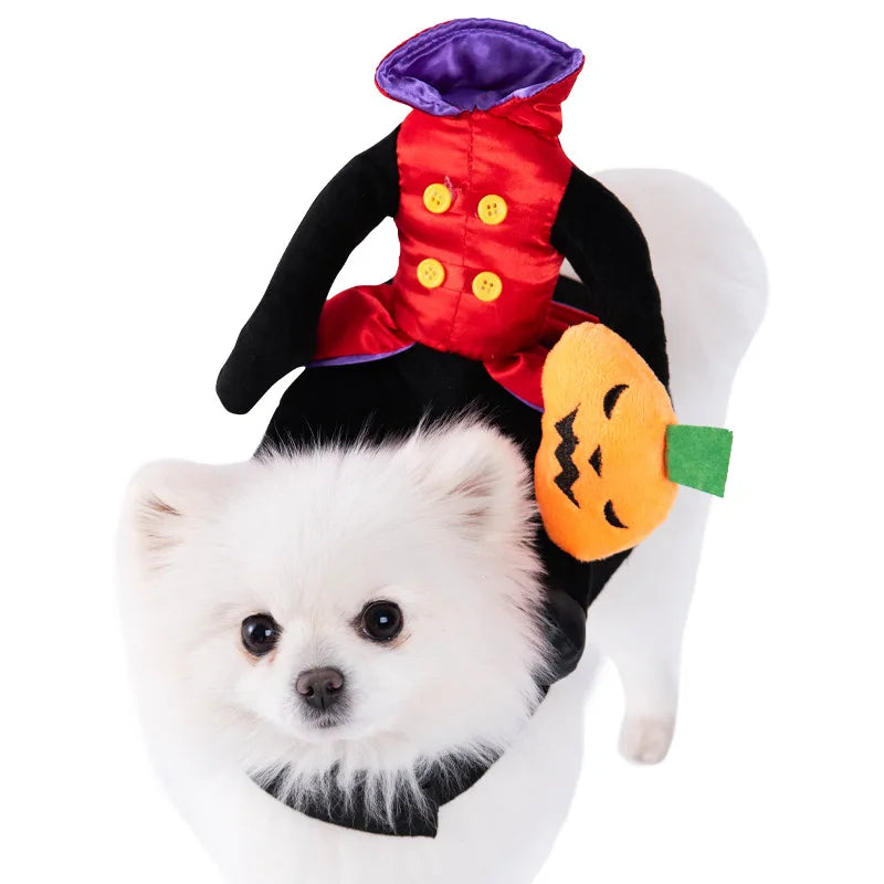 Halloween Dagger Pet Transformation Dress Funny Knife Holding Dog Clothes Cat Standing Outfit 100% Cotton Dog Jumpsuit Romper