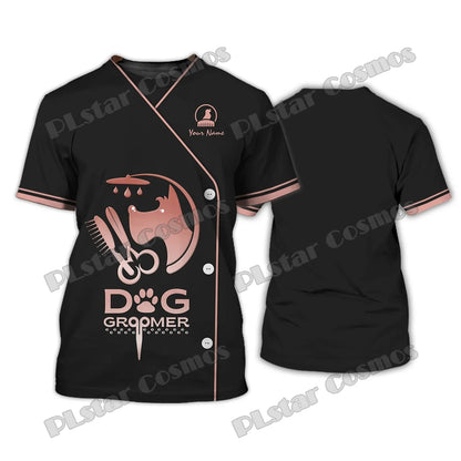 PLstar Cosmos Dog Groomer Pattern Grooming Personalized Name 3D Full Printed Mens t shirt Summer Unisex Casual Tee Shirt DW232