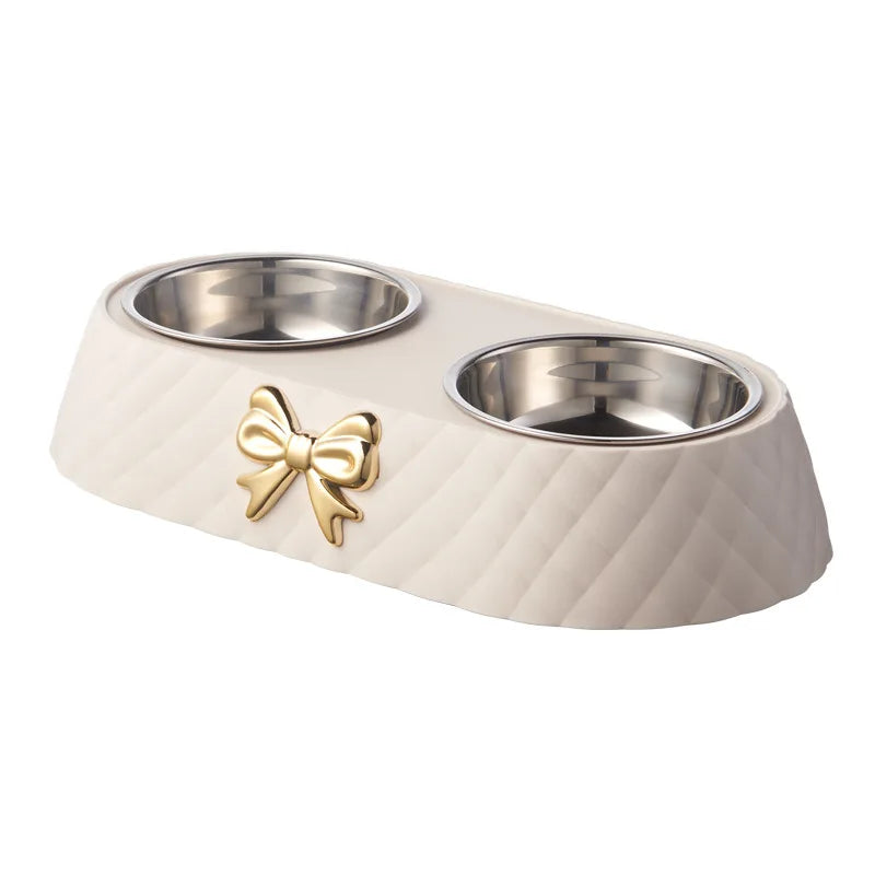 Pet Supplies Bow-tie Bowknot Cats Food Bowl