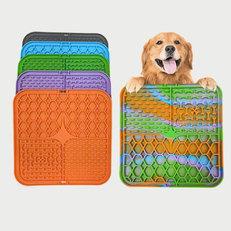 Pet Lick Silicone Mat Slow Food Plate for Dogs Bathing Distraction Dog Sucker Feeder Supplies Training Bowl Universal Plastic