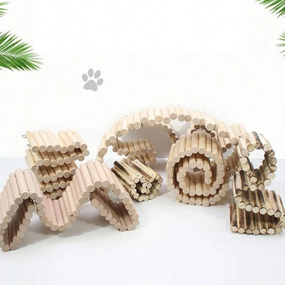 Hamster Habitat Climbing Wooden Bridge Cage Fence for Small Animals
