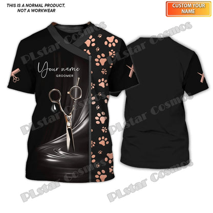 PLstar Cosmos Dog Groomer Pattern Grooming Personalized Name 3D Full Printed Mens t shirt Summer Unisex Casual Tee Shirt DW232
