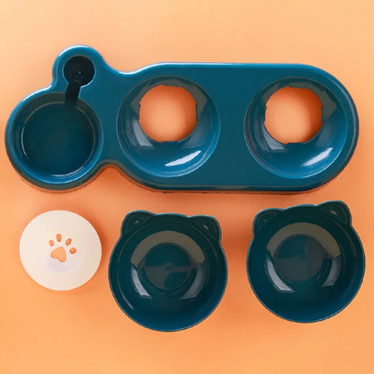 Cat Feeder with Water Dispenser And Double Bowl Pet Food Container