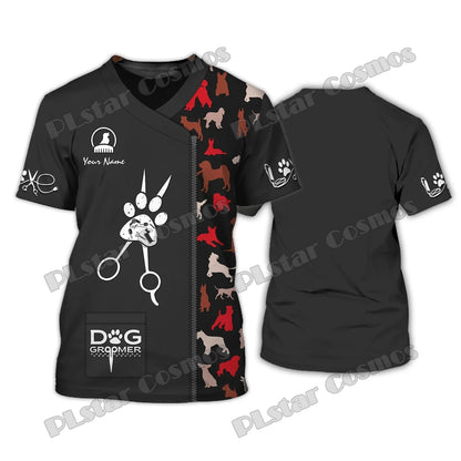PLstar Cosmos Dog Groomer Pattern Grooming Personalized Name 3D Full Printed Mens t shirt Summer Unisex Casual Tee Shirt DW232